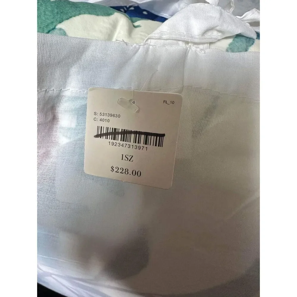 Anthropologie Blue Teal Floral Quilted Coverlet Set